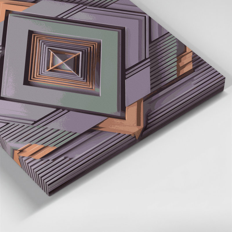 «Geometric Abstraction 56», art mural sur toile rose, H 12 po x l 12 po