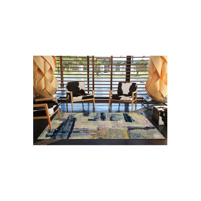Pastel Painted Striped Decorative Washable Carpet