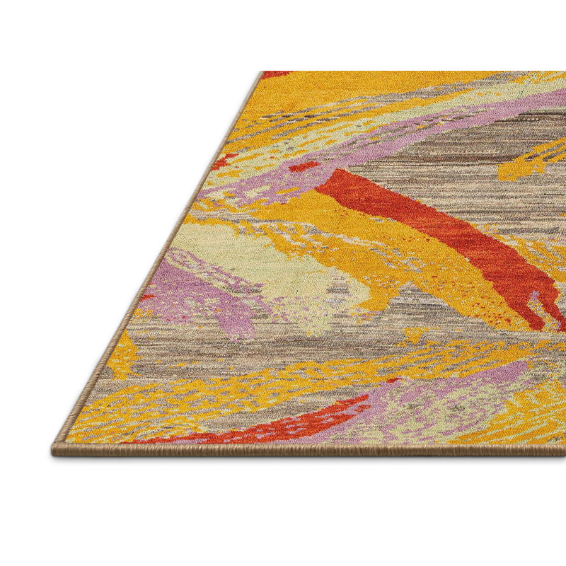 Tapis abstrait rose / rouge / orange Monya, Rectangle 2 pi x 3 pi