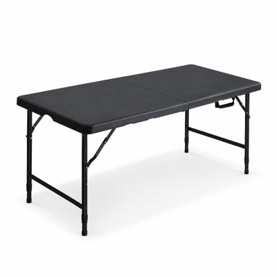 2 Pack Multi-functional Adjustable Height Folding Table Portable Indoor Outdoor Use for Picnics, Birthday Parties, Barbecues, Gaming, Study Work, Events, Easy Storage Carry Handle Stable Design for Home, Garden, Camping, Commercial Display, Craft Fairs
