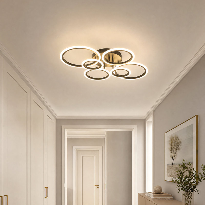4 - Light  Modern Geometric Semi Flush Mount Ceiling Light, 6, Matte Black