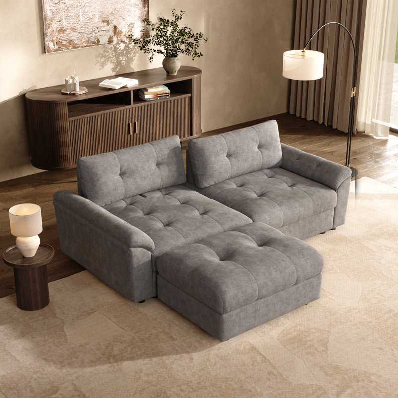 73" Adjustable Seat Depth Cloud Modular Sectional Sofa With Storage, Light Gray Chenille