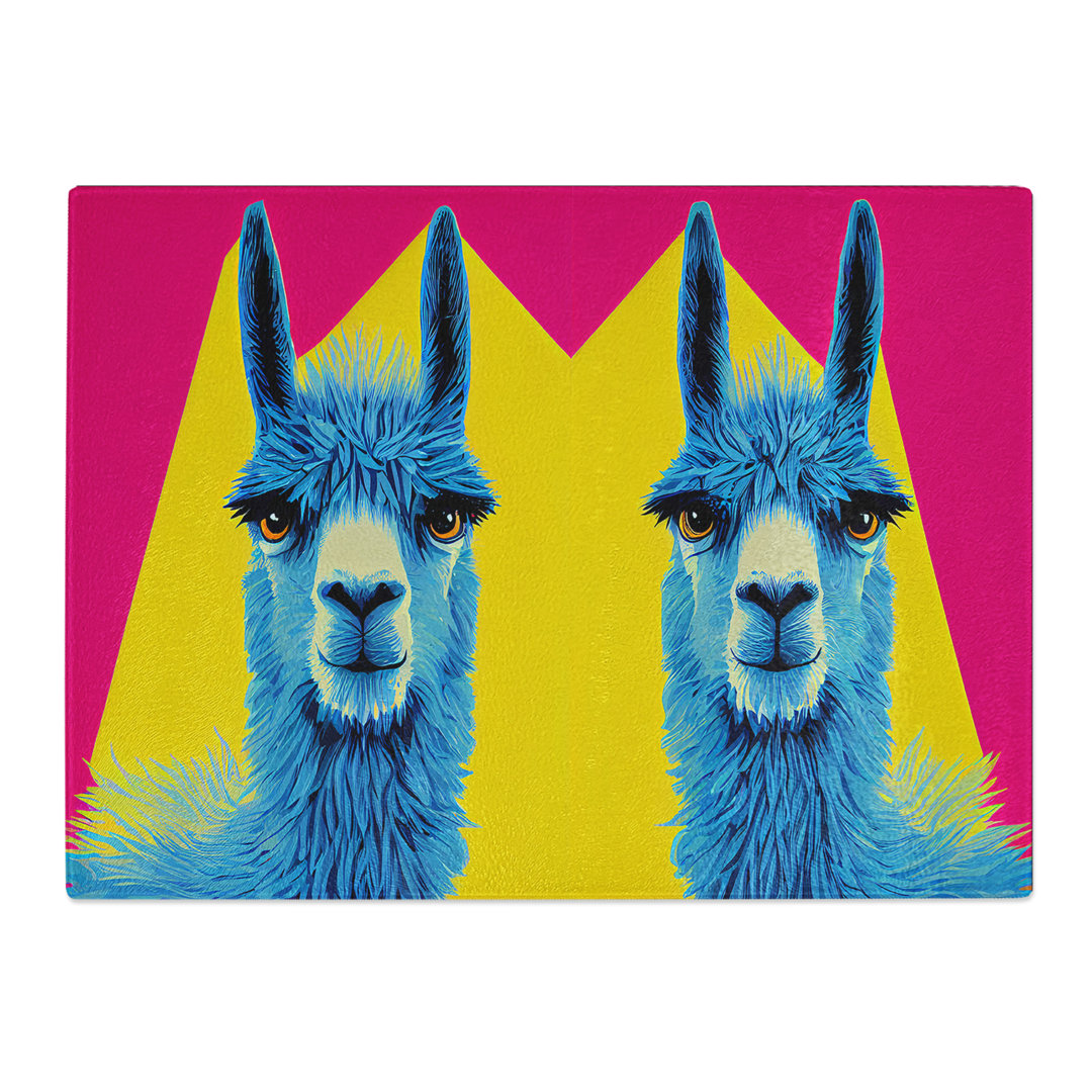Colourful Llamas Vol.2  Glass Chopping Board
