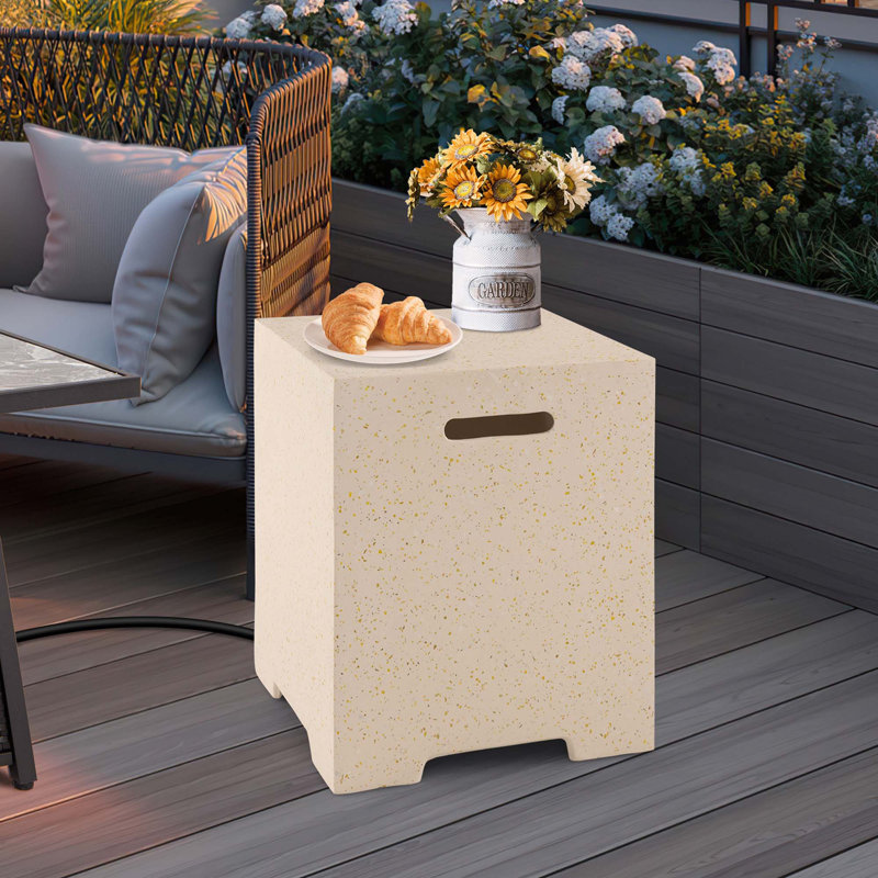 Square Outdoor Hideaway Tank Table , 16'' in. W 16'' in. D