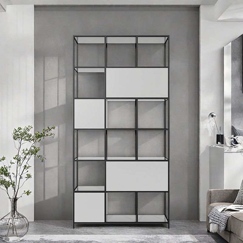 Bibliothèque tout usage, (6 tablettes) H 78,7 po x l 39,3 po x P 11,8 po, Noir / blanc