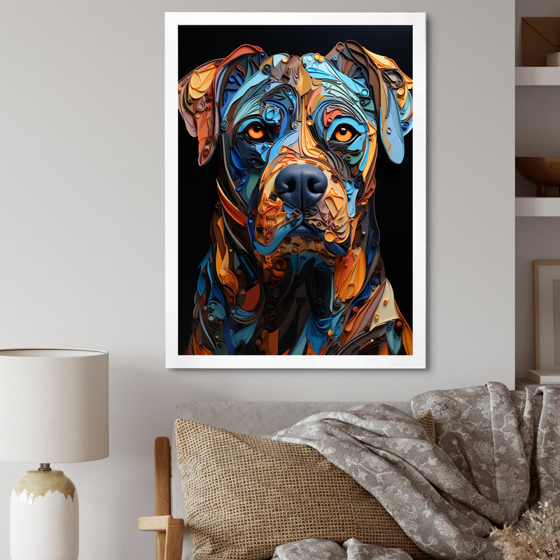 «Boxer Boldness I», art mural sur toile, Cadre simple blanc, H 40 po x l 30 po x P 1,5 po