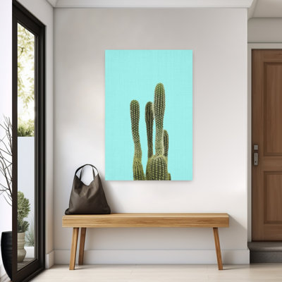 Turquoise Cactus Abstract Contemporary Cactus Plant Landscape Nature Wall Art Print