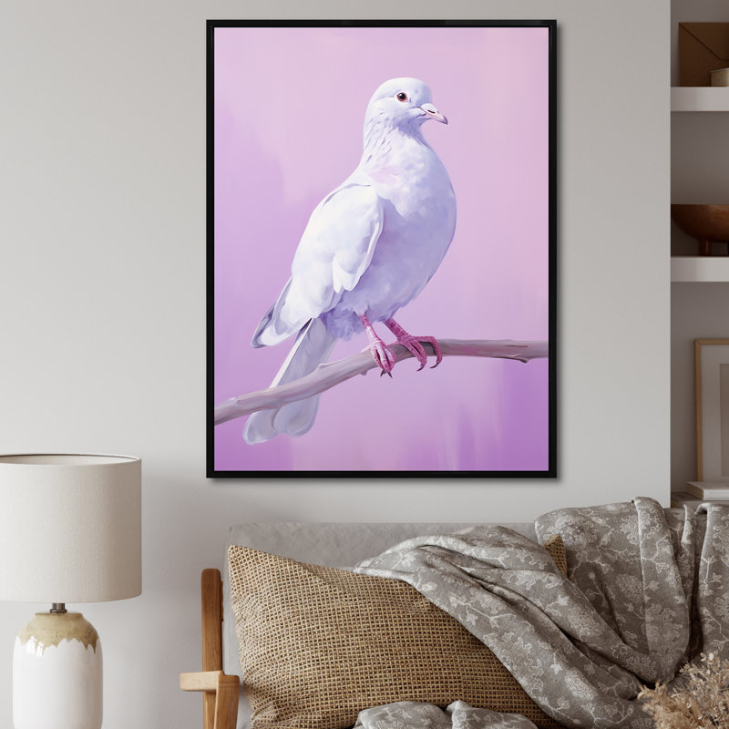 Colombe polie I sur toile, H 32 po x l 16 po x P 1 po, Cadre flottant noir