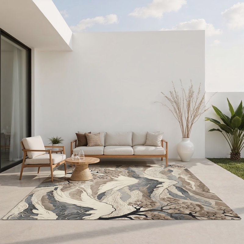 Petal Crest Indoor And Outdoor Area Rug, Rectangle 9' x 12'