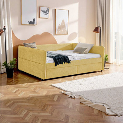 Grand lit de jour Boucle avec tiroirs - Canapé-lit élégant pour la chambre à coucher, la chambre d'amis ou le bureau