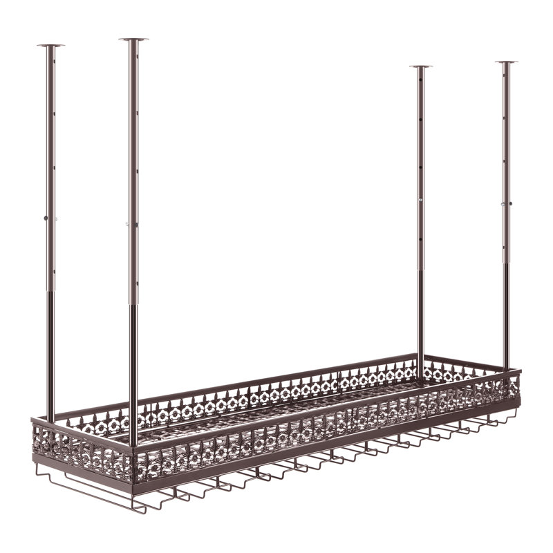 Porte-bouteilles et porte-verres à vin, Brun, H 41,7 po x l 46,9 po x P 13 po