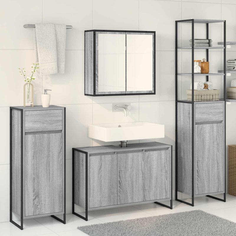Vanity & Mirror Set, Grey