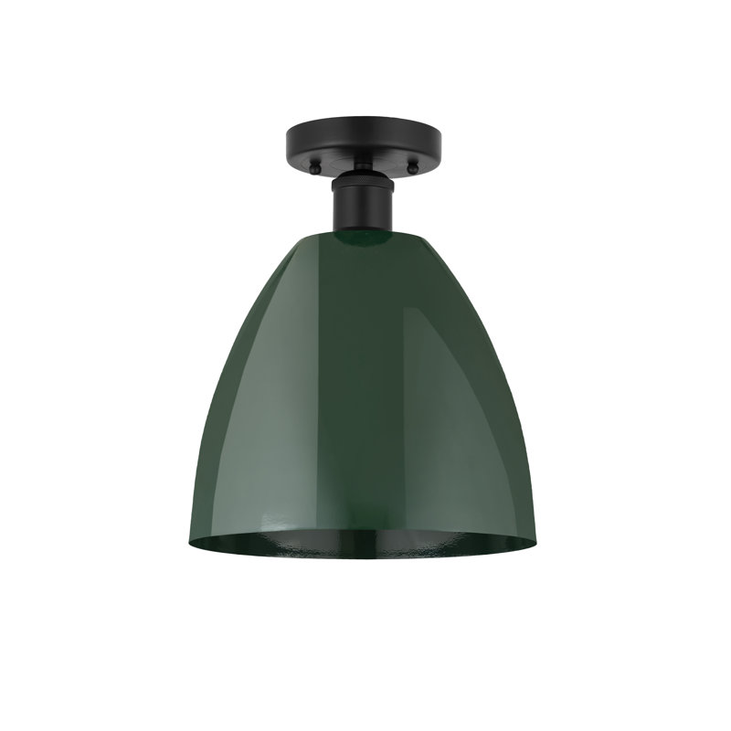 Plafonnier semi-encastré Amylee, Noir mat, Vert, H 11,25 po x l 9 po x P 9 po