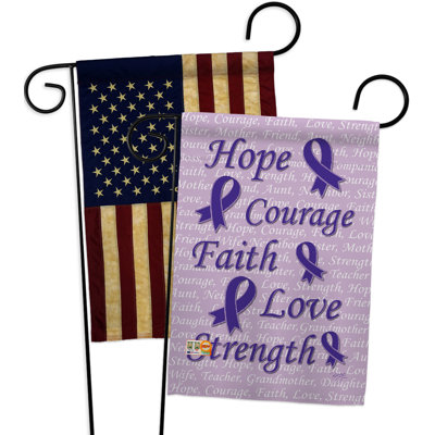 Drapeau de jardin décoratif en polyester 19 x 13 po Hope, Faith, Courage Impressions
