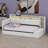 Upholstered Daybed Frame with Storage Footstool, Shelves, Trundle, USB Charging Port & LED Lighting-2010228253