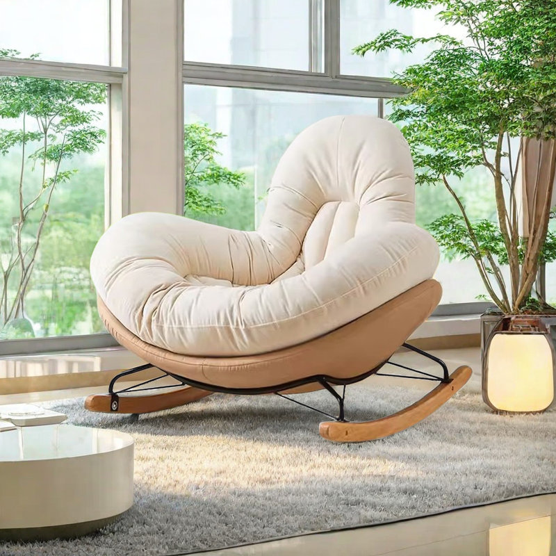 Chaise berçante simple à bascule, Café crème