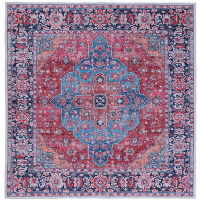 Kingsford Oriental Cotton Blue/Rust Area Rug