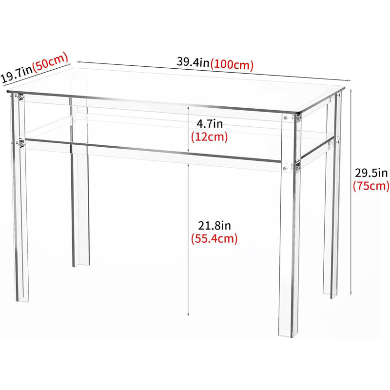 Acrylic Console Table, Entryway Table With Storage Shelves, Clear