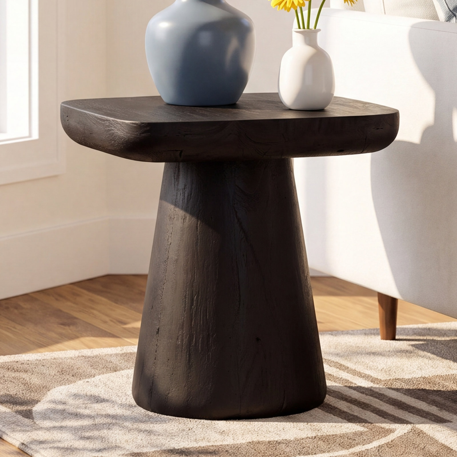 Gerdie Solid Wood End Table, Black