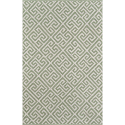 Tapis vert à motif géométrique tissé à plat à la main