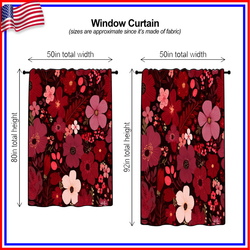Rideaux floraux, voilages et voilages à motif floral - 1 panneau, Transparent, 50 po x 80 po - 1 panneau