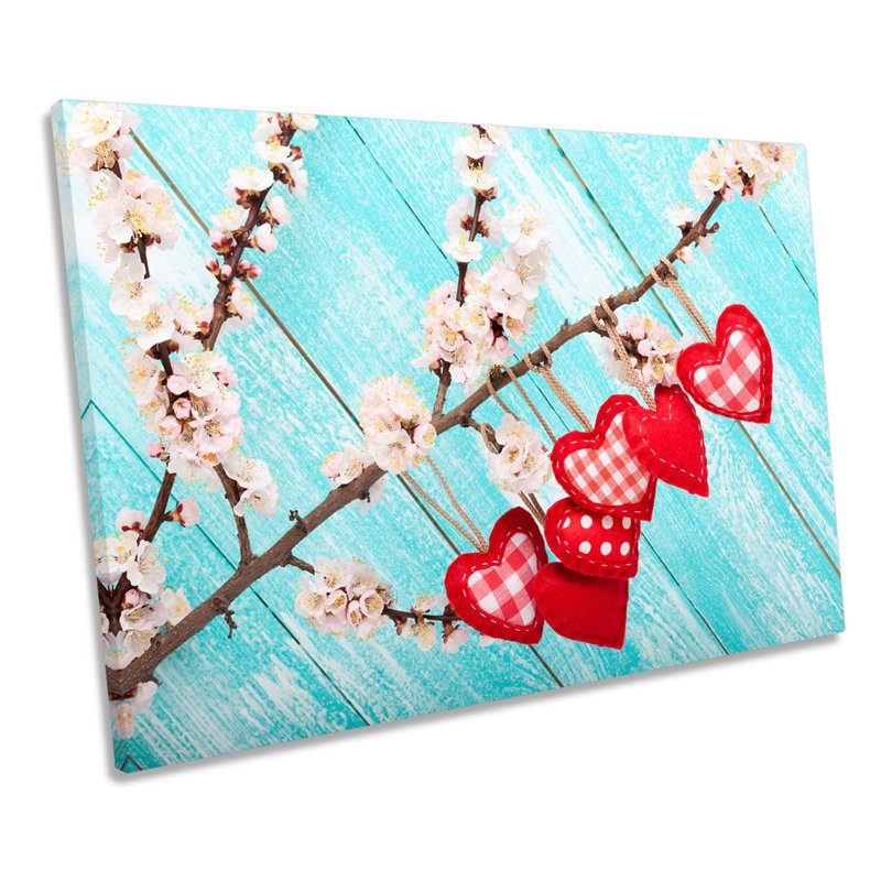 Shabby Elegance Love Hearts - Wrapped Canvas Print, 40.6cm H x 61cm W