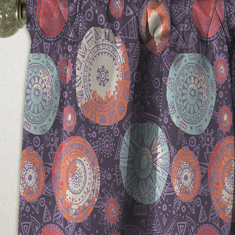 Panneau de rideau abstrait, motif occultant avec motif de soleil Doodle, L 52 po x L 63 po