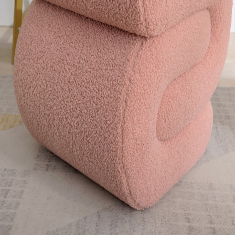 Tabouret de maquillage avec repose-pieds Teddy, Rose