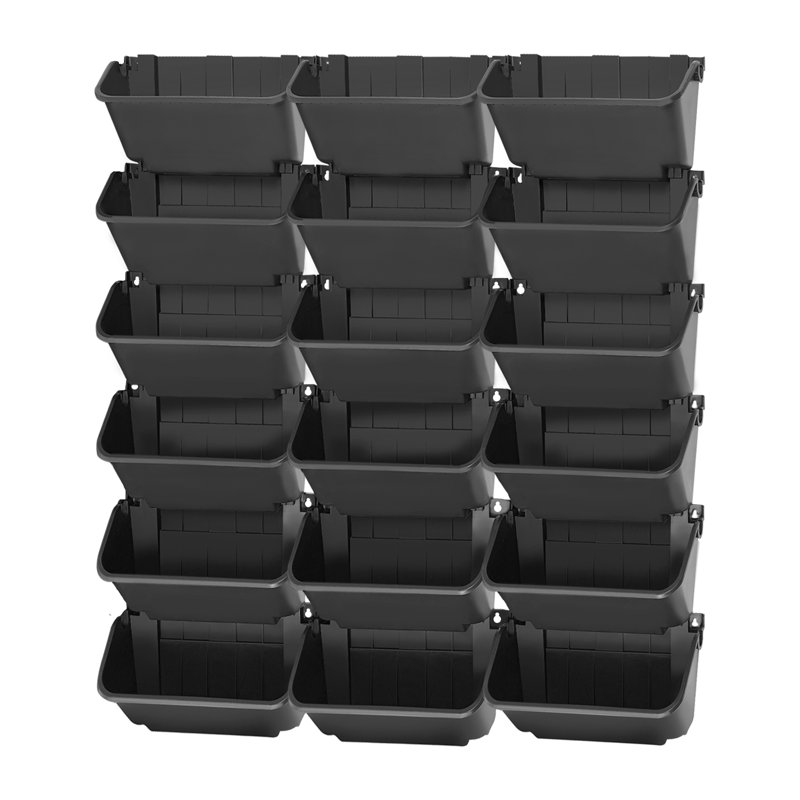 Wall-Mounted Planter With 18 Pots, Black