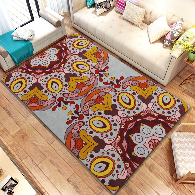 Élégant tapis tissé (3,1 x 4,6 pi), 100% polyester, à pois en feutre antidérapant | Tricot Raschel, hauteur de poils de 0,4 po | Lavable à la machine, impression numérique | Parfait pour le salon, la chambre à coucher et le bureau
