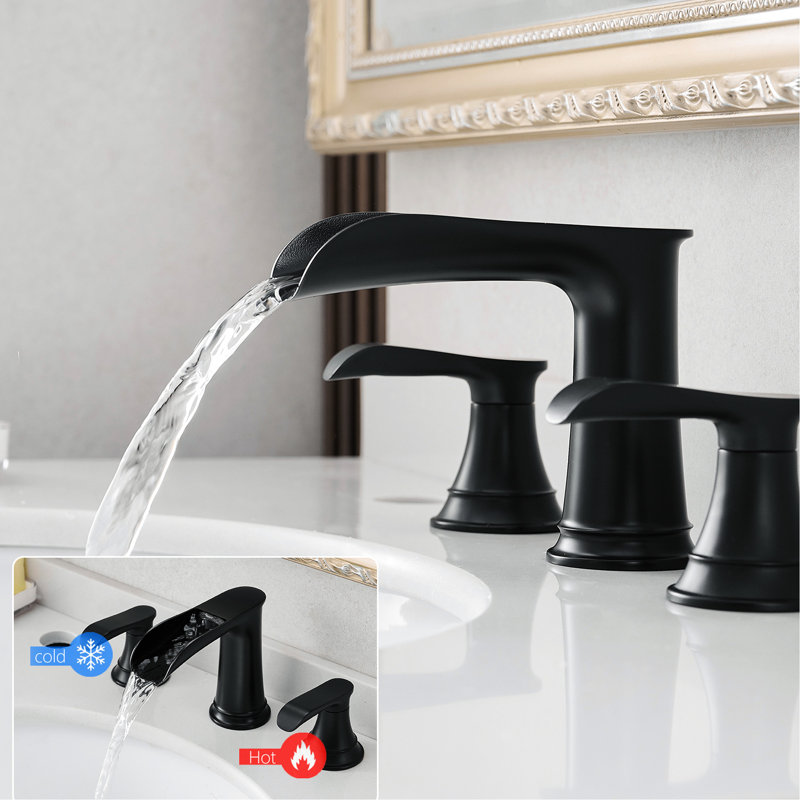 Robinet de salle de bain à 3 trous pour lavabo - 8 pouces avec passe-tringle et robinet de vidange