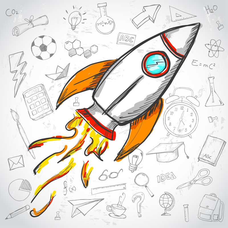 Rocket Doodles by Unkown - Wrapped Canvas Print, 122cm H x 122cm W