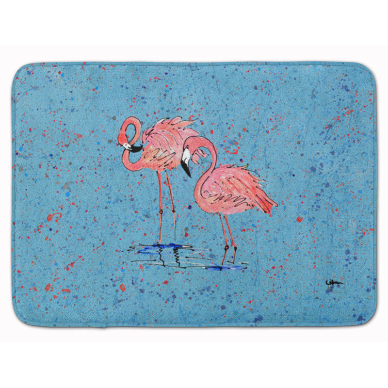Tapis pour salle de bain antidérapant en microfibre Flamingo, Bleu
