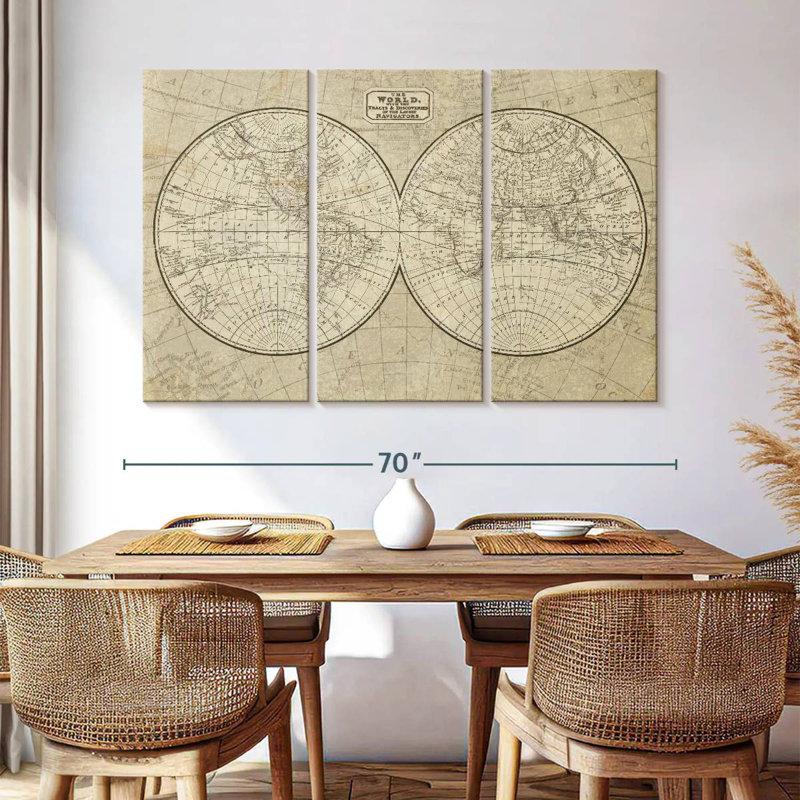 Carte du monde classique Aliaz, H 48 po x l 74 po