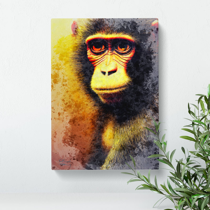 Watercolour Monkey No.1 - Wrapped Canvas, 76cm H x 50cm W x 3cm D