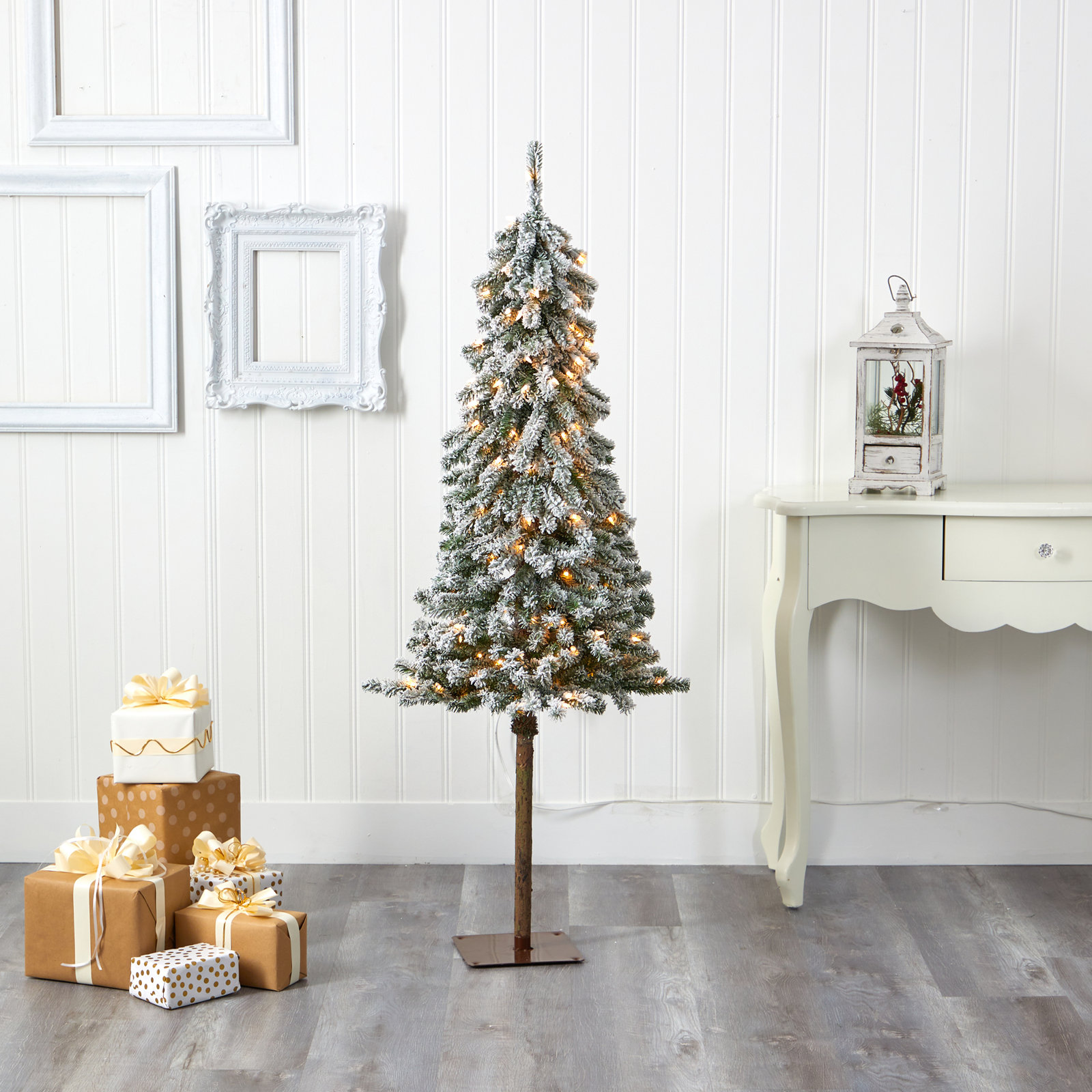 Frosted Pre-Lit Cedar Christmas Tree, 5' H