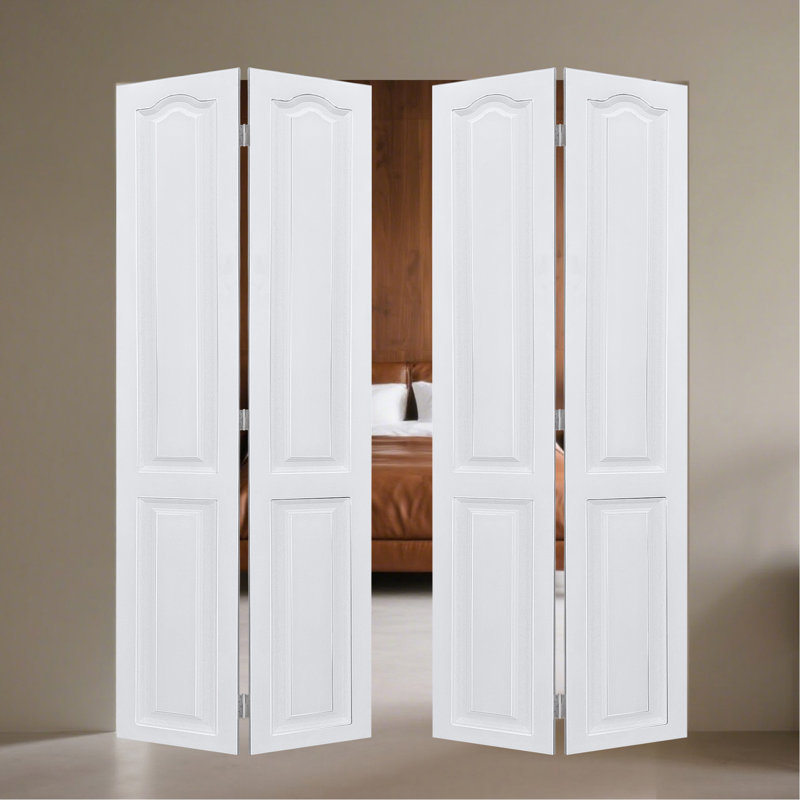 YGDual porte moderne fabriquée à la main à commande numérique par ordinateur de 3/4 po d'épaisseur 28 po x 79 po. Porte pliante en vinyle avec noyau blanc et ensemble de quincaillerie