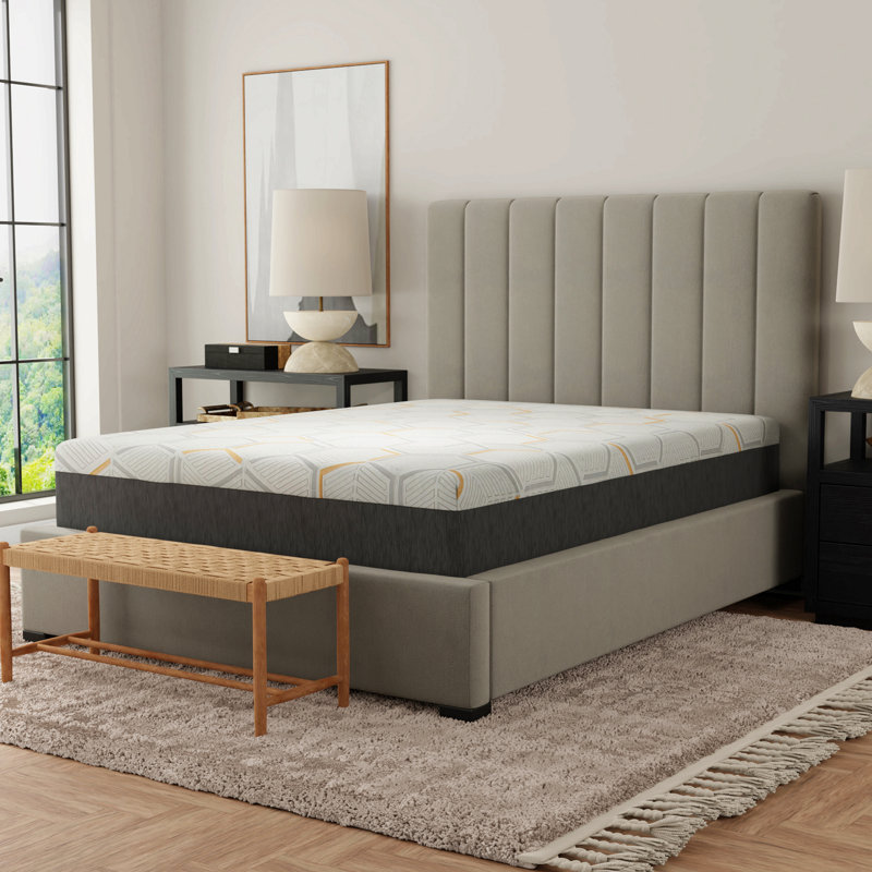 12" Copper Gel Cooling Memory Foam Mattress With Edge Support And Air Grid Base