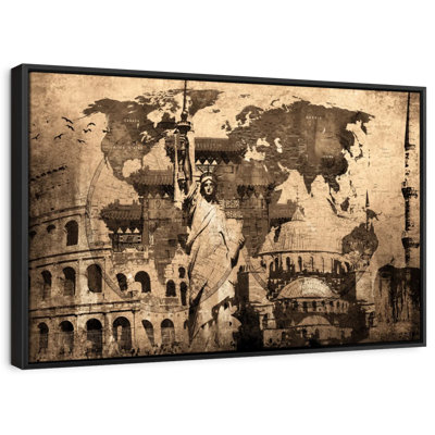 «Repères carte du monde sur toile»