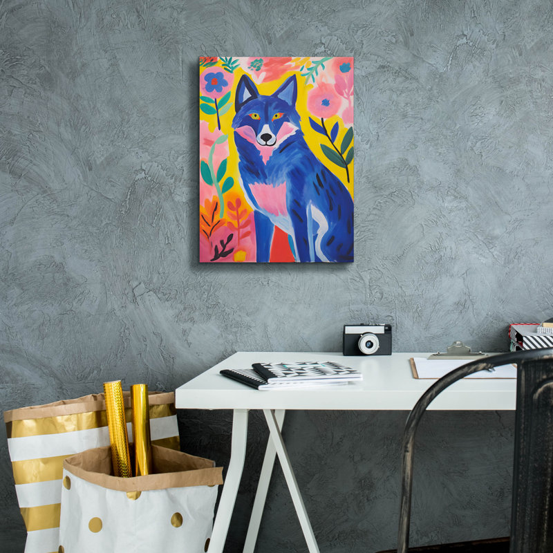 «The Blue Wolf» par Andreas Magnusson, art mural sur toile, H 16 po x l 12 po x P 0,75 po