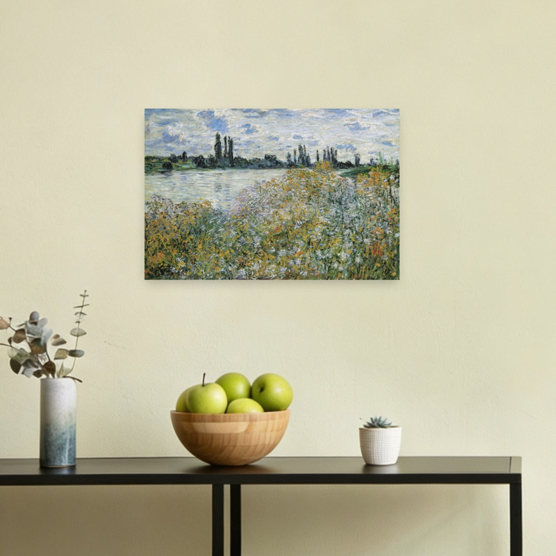 Île aux fleurs près de Vetheuil, reproduction d'art classique classique abstraite printemps forêt de 1880, H 12 po x l 18 po