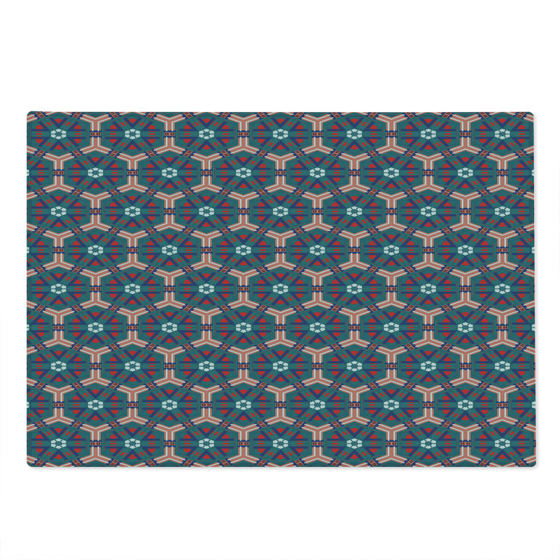 Ambesonne Traditional Cutting Board Large Size Hexagonal Tiles Multicolor