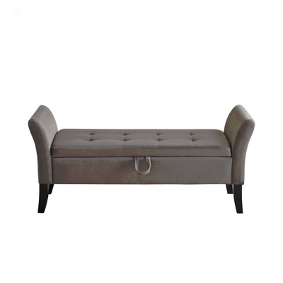 51.5" Bed Bench With Storage Grey Velvet