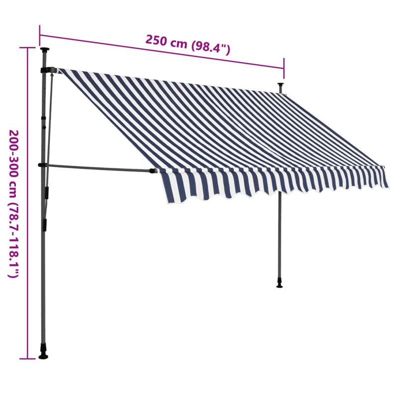 Polyester Cover Retractable Door / Window Awning, 3" H x 98.4" W