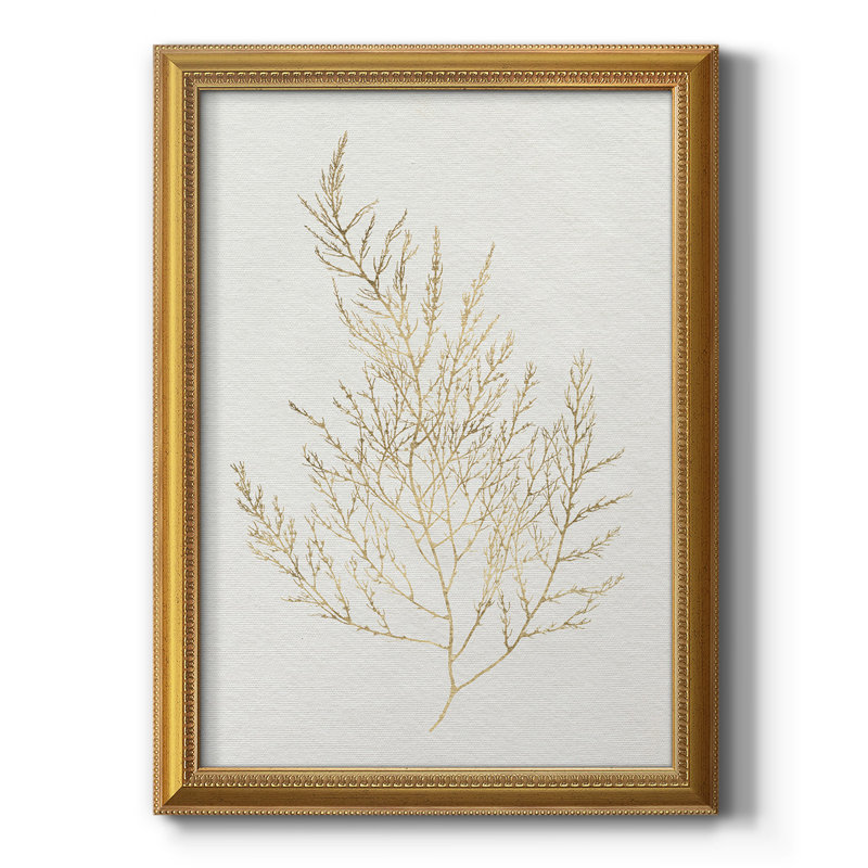 Toile encadrée de qualité supérieure avec algues dorées II - prête à être accrochée, H 20 po x l 16 po x P 2,5 po