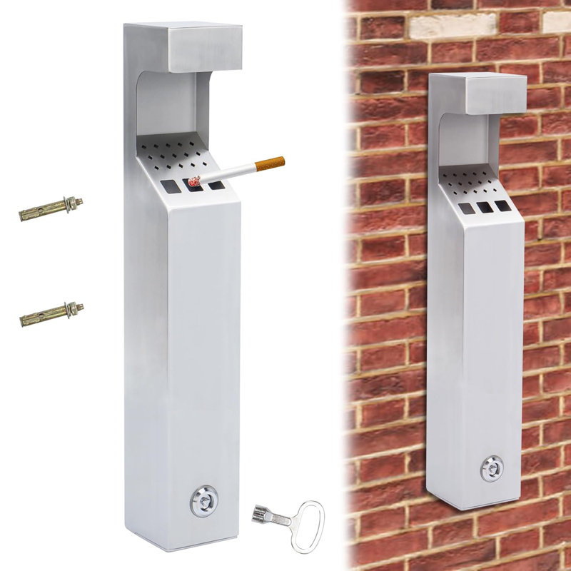 Wall Mounted Trash Can Large Capacity Garbage Can Stainless Steel Ash Bin Outdoor Rainproof Trash Container