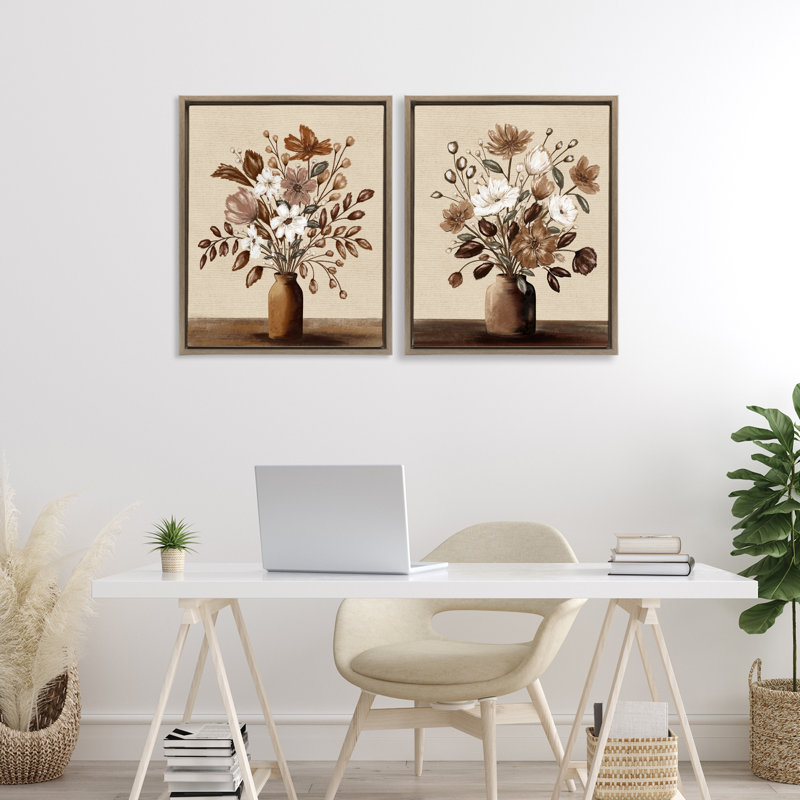 Ensemble de 2 vases Mocha Bouquet Vases, design par Kristen Dalpiaz, Cadre flottant orme Montalcino, H 21 po x l 17 po