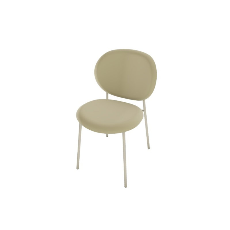 Inès Upholstered Chair with Metal Frame, Venice Hemp, Matt Pearl Beige