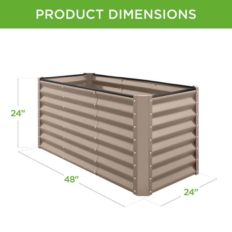  4X2x2ft Outdoor Metal Raised Garden Bed For Vegetables Flowers Herbs - Taupe, Tan, 24" H x 48" W x 24" D