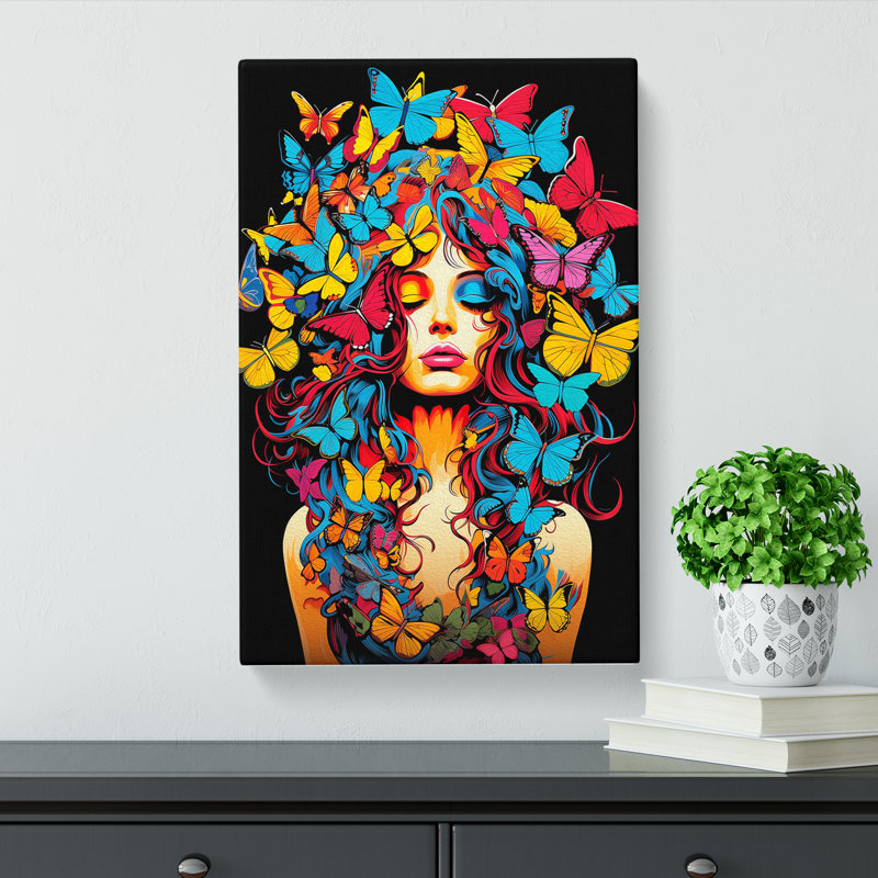 Butterfly Pop Art - Wrapped Canvas, 76cm H x 50cm W x 3cm D